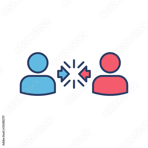 Conflict Resolution vector icon symbol isolated on white background