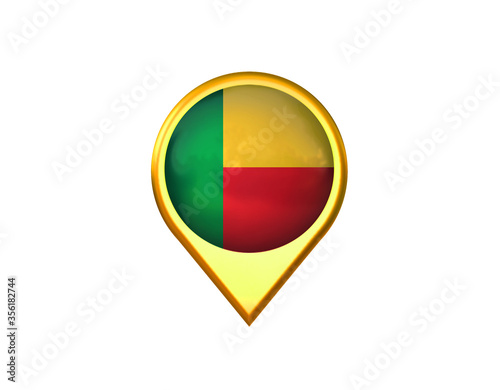Free Download Benin flag location marker icon. Isolated on white background. 3D illustration, 3D rendering - GFXLoad