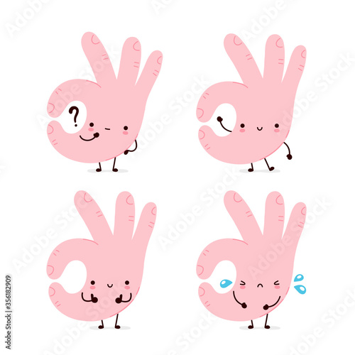 Cute funny okay gesture set collection