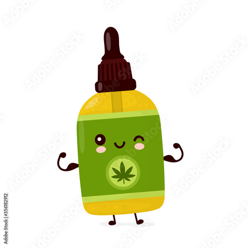 Cute happy funny cannabis CBD oil bottle