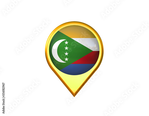 Comoros flag location marker icon. Isolated on white background. 3D illustration, 3D rendering Free Download Comoros flag location marker icon. Isolated on white background. 3D illustration, 3D rendering - GFXLoad
