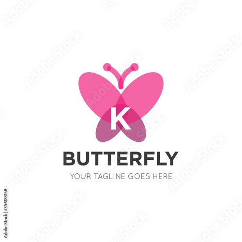 initial letter k butterfly logo and icon vector illustration design template