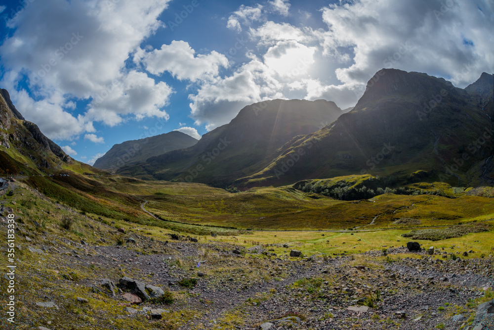 Landscape of the Three Sisters of Glencoe, also known as Bidean nam Bian Mountain Landscape of the Three Sisters of Glencoe, also known as Bidean nam Bian Mountain