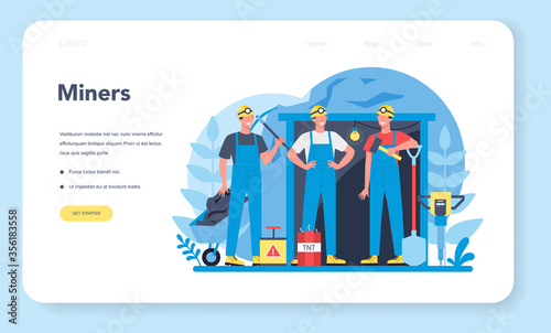 Coal or minerals mining web banner or landing page