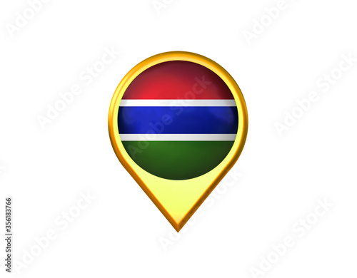 Free Download Gambia flag location marker icon. Isolated on white background. 3D illustration, 3D rendering - GFXLoad