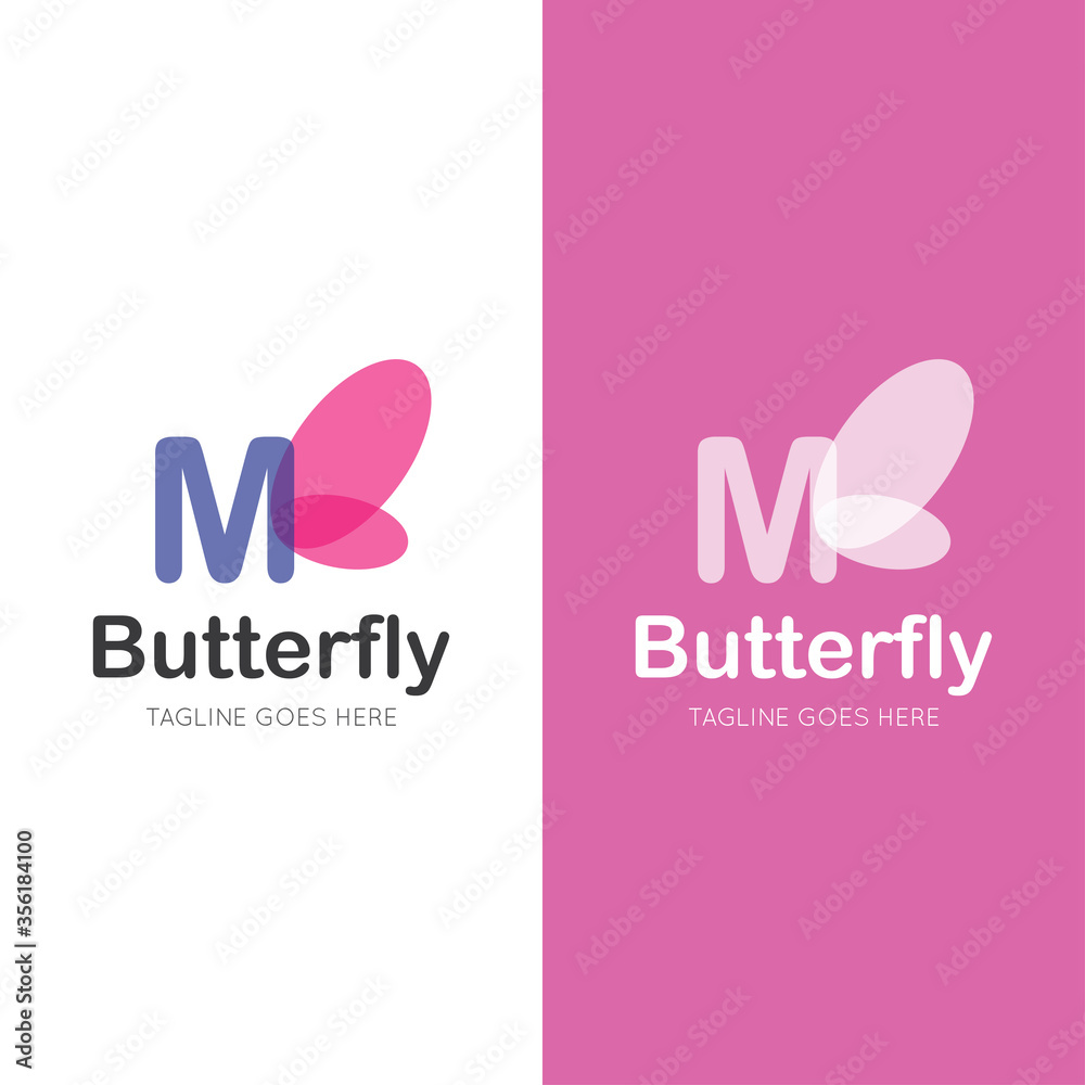 initial letter m butterfly logo and icon vector illustration design template