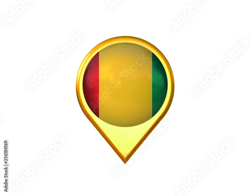Guinea flag location marker icon. Isolated on white background. 3D illustration, 3D rendering Free Download Guinea flag location marker icon. Isolated on white background. 3D illustration, 3D rendering - GFXLoad