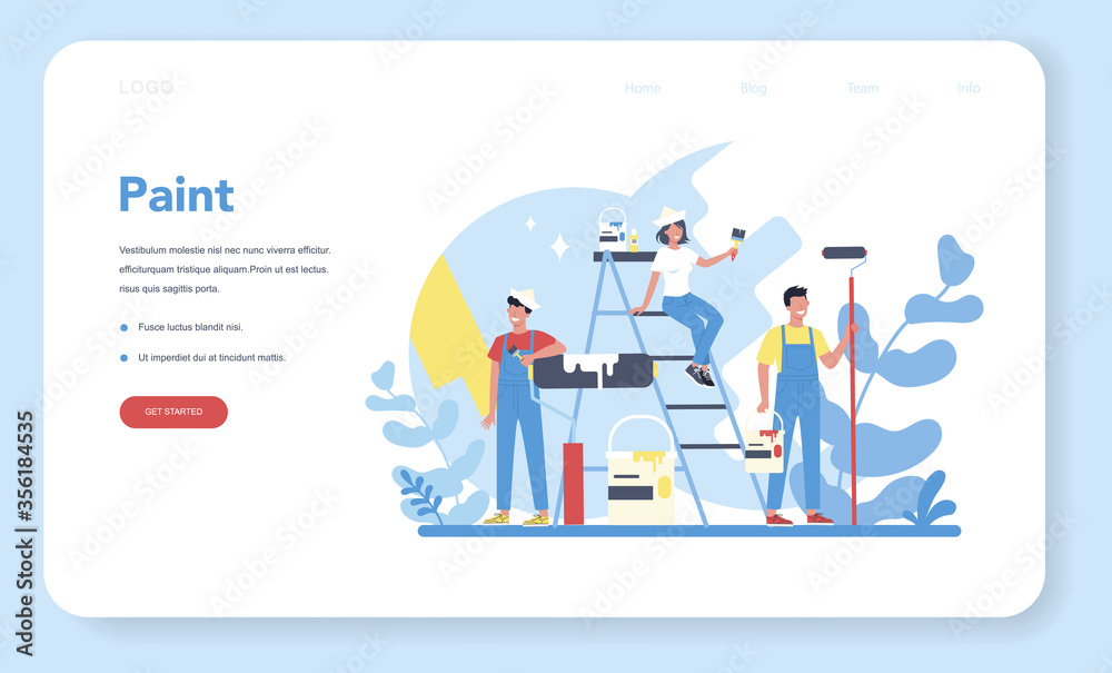 House wall paint concept web banner or landing page. People House wall paint concept web banner or landing page. People