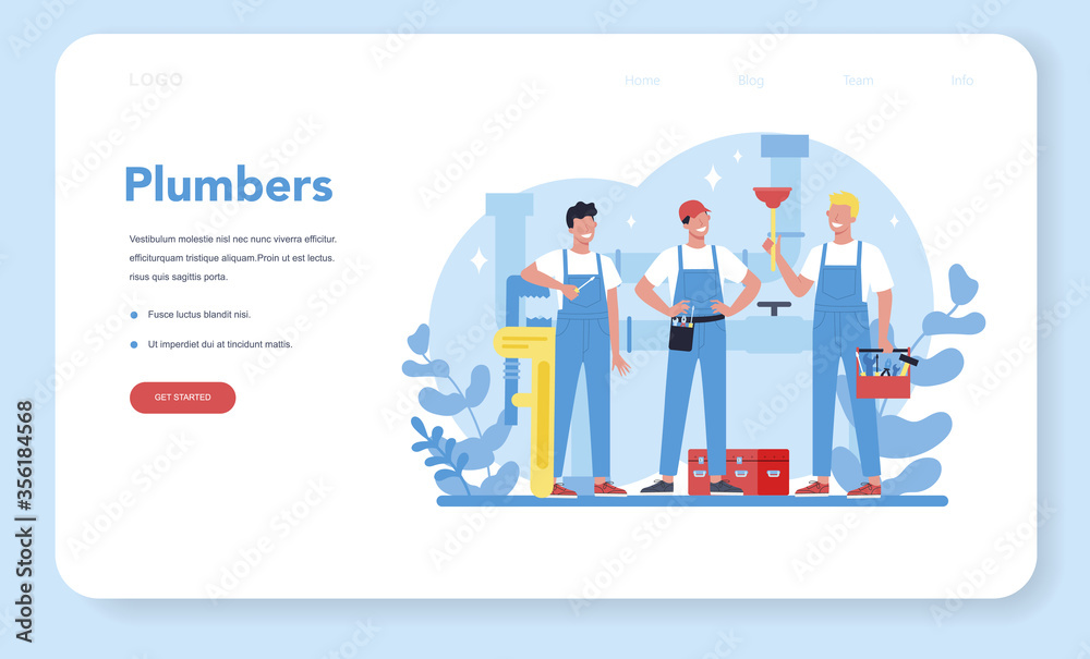 Plumbing service web banner or landing page. Professional repair Plumbing service web banner or landing page. Professional repair