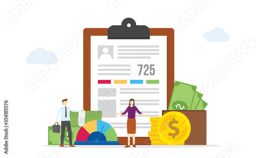 Personal data report form excellent credit report document modern flat cartoon style