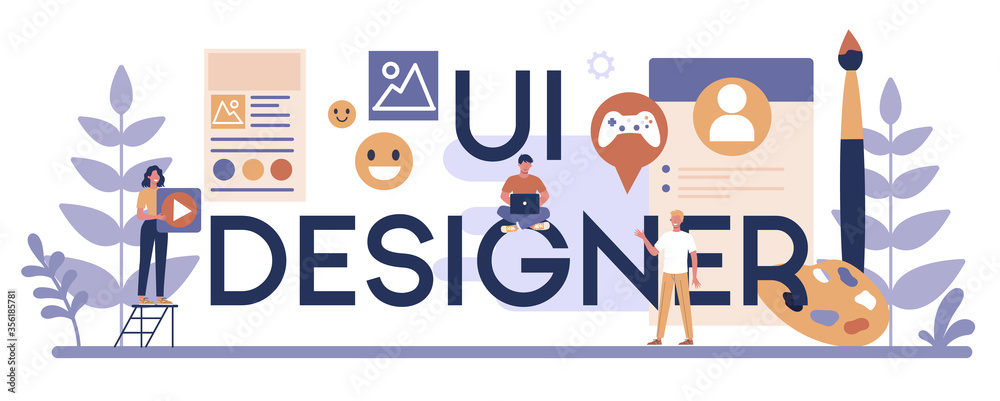 UI designer typographic header concept. App interface improvement