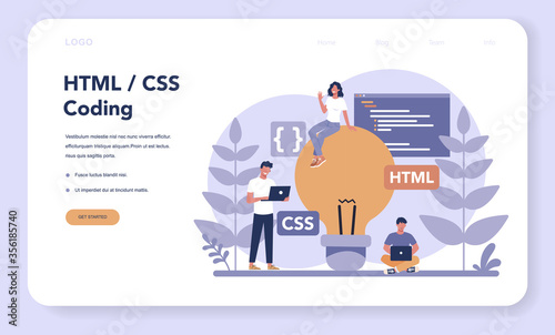 Typersetter web banner or landing page. Website constructing.