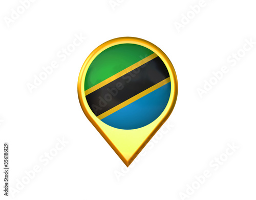 Free Download Tanzania flag location marker icon. Isolated on white background. 3D illustration, 3D rendering - GFXLoad