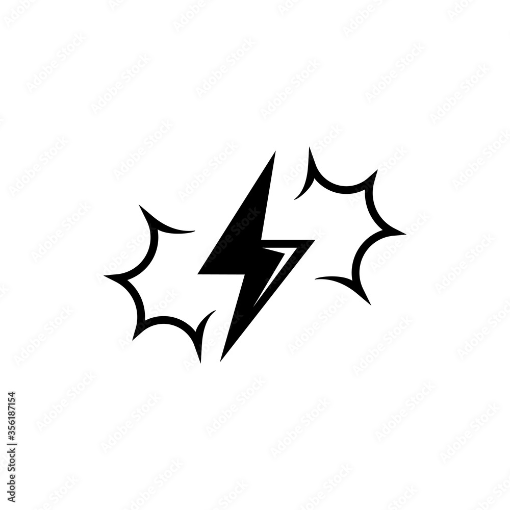 Fototapeta premium Thunder and lightning, Thunderbolt Flash. Flat Vector Icon illustration. Simple black symbol on white background. Thunder and lightning, Thunderbolt sign design template for web and mobile UI element.