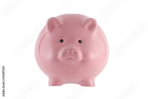 Pink piggy bank isolated on white with clipping path