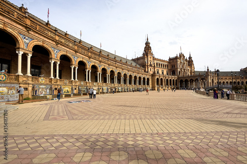 Plaza de Espana, Spanish square in the centre of Seville, Andalusia, Spain.