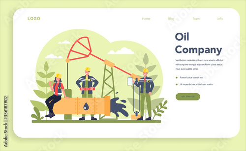 Fototapeta Naklejka Na Ścianę i Meble -  Oilman and petroleum industry web banner or landing page