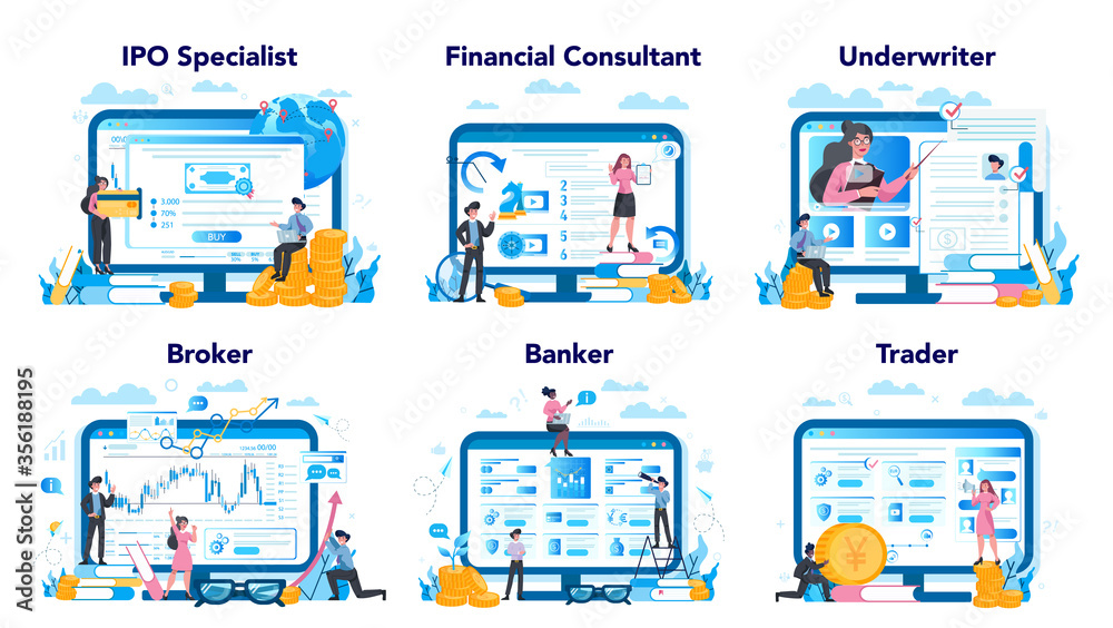 Stock market profession set. Web site platform. Idea of finance Stock market profession set. Web site platform. Idea of finance