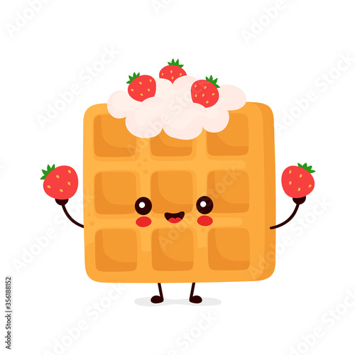 Cute happy funny belgian waffle