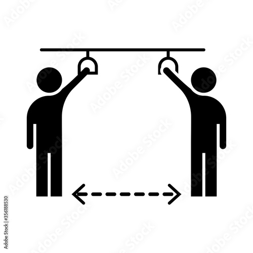 covid 19 coronavirus social distancing prevention, transport public keeping distance to protect, outbreak spreading vector silhouette style icon
