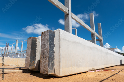 A precast concrete and precast column at construction site photo