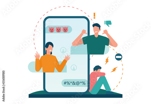 Cyberbullying concept. Online harassment with unfriendly mean