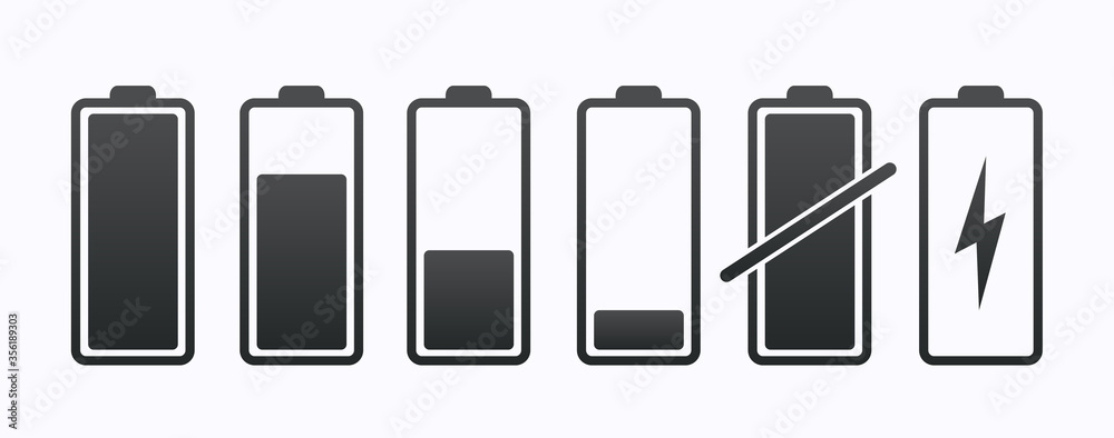 Battery charge level indicators with gradient Battery charge level indicators with gradient