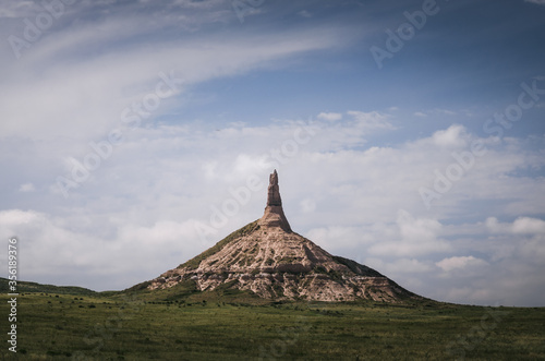 Chimney Rock, a symbol used by pilgrims to mark the Oregon Trail in Nebraska photo