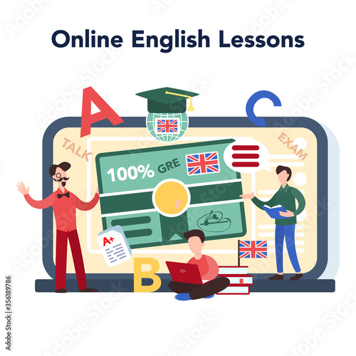 English course online service or platform. Study foreign languages