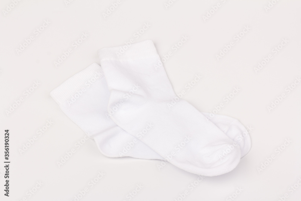 White cotton socks isolated on white background White cotton socks isolated on white background