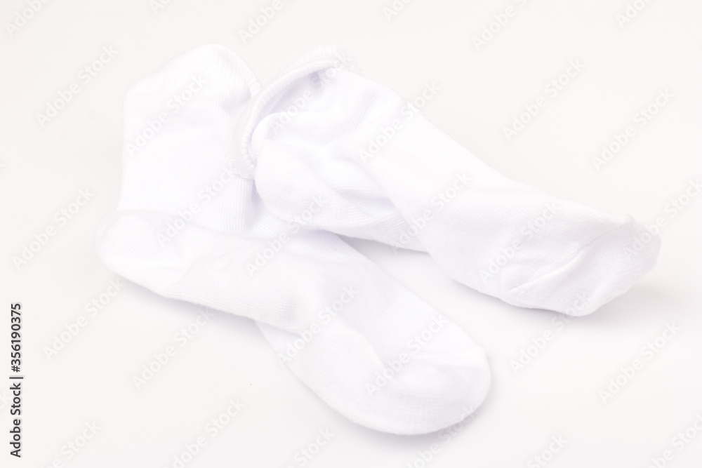 White cotton socks isolated on white background White cotton socks isolated on white background