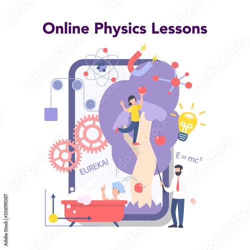 Physics school subject online education service or platform. Scientist