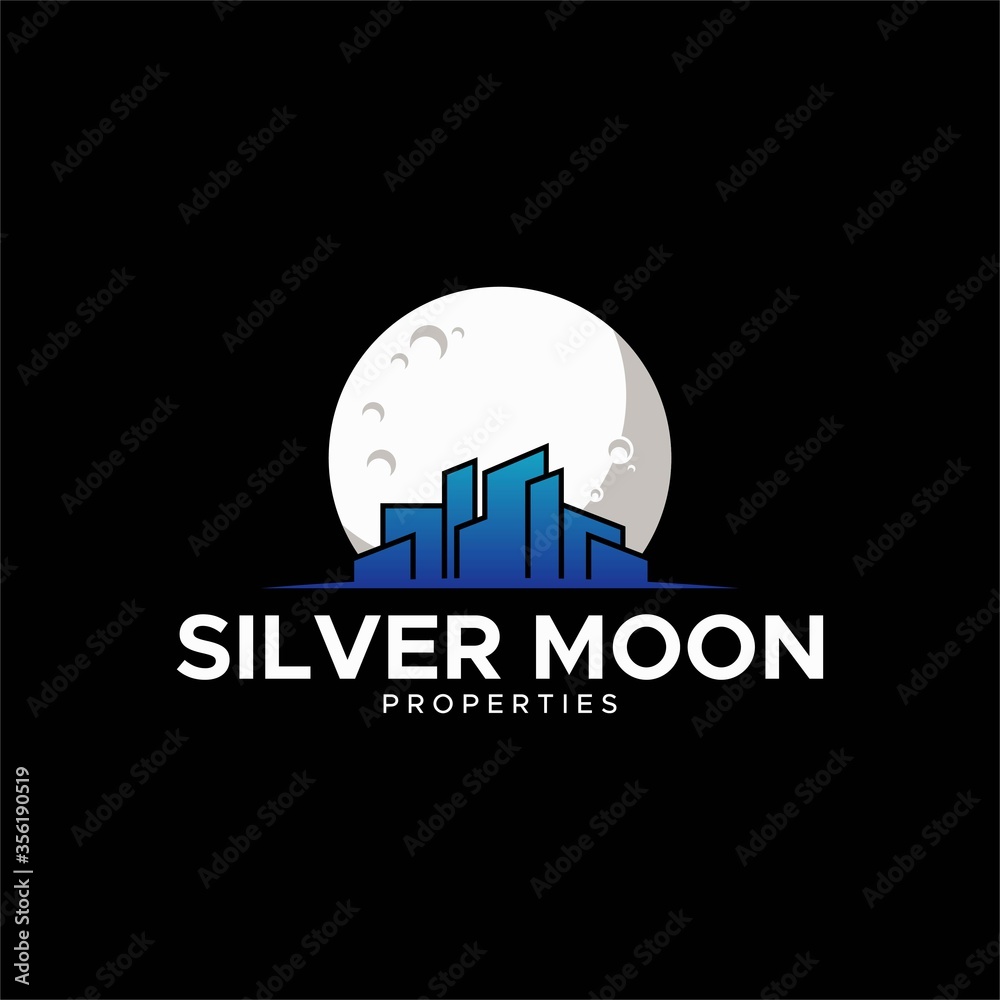 Silver moon properties logo design unique