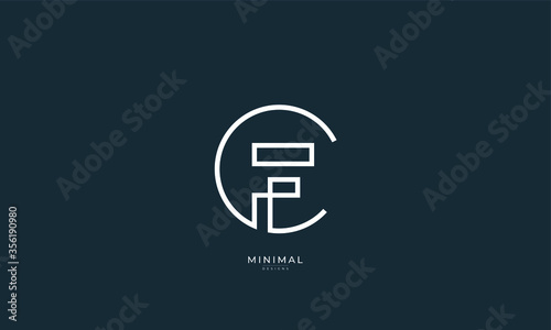 Alphabet letter icon logo CF or FC