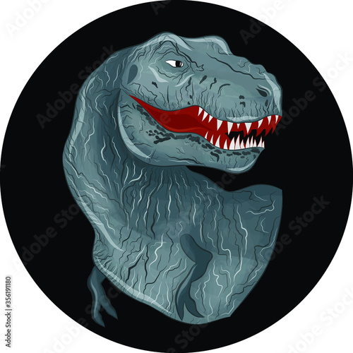 gray dinosaur Tyrannosaurus angry lizard on black background