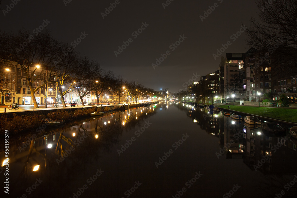 Amsterdam river at night