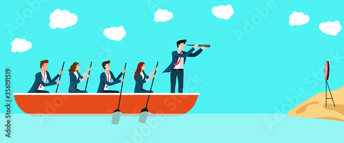 Business leadership & co-ordination concept illustration. © Inkeye Studio