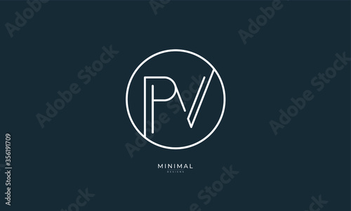 Alphabet letter icon logo PV