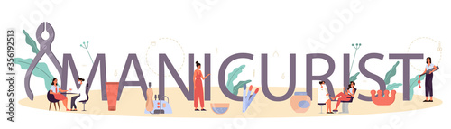 Manicurist service typographic header concept. Beauty salon worker.