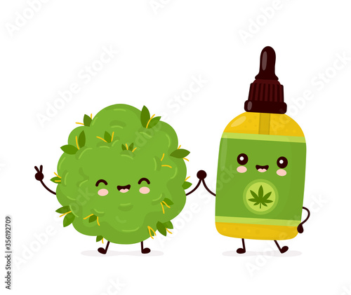 Cute happy funny cannabis CBD oil bottle
