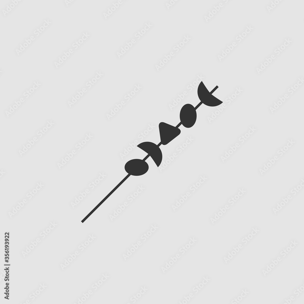 Shish kebab on skewers icon flat. Shish kebab on skewers icon flat.