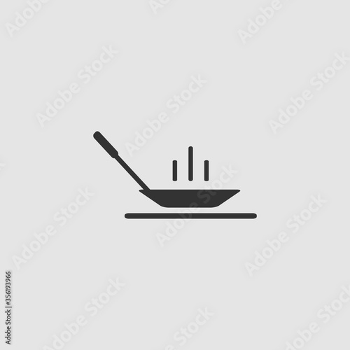 Frying pan icon flat.
