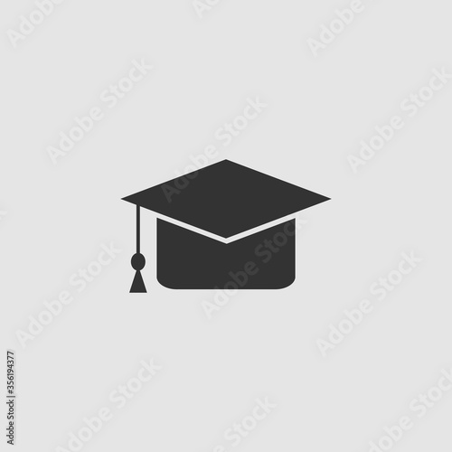 Graduation cap icon flat.