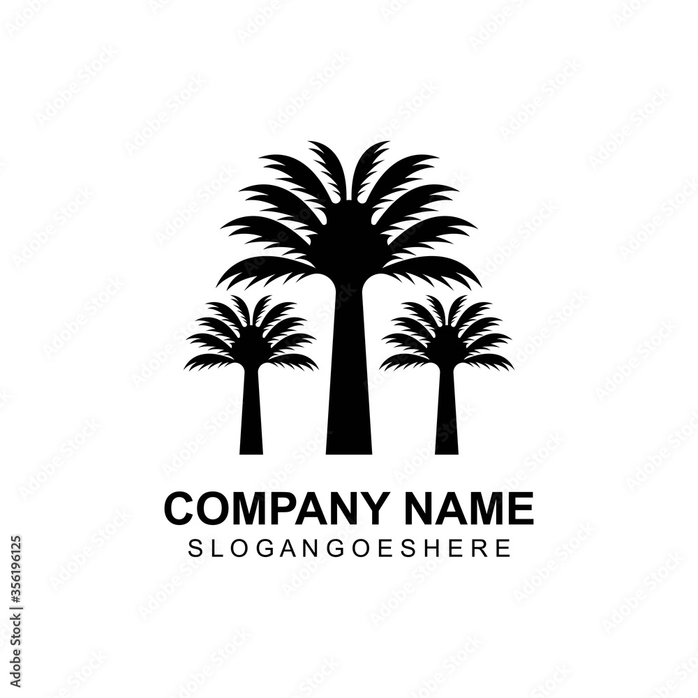 Obraz premium Palm tree summer logo template vector illustration
