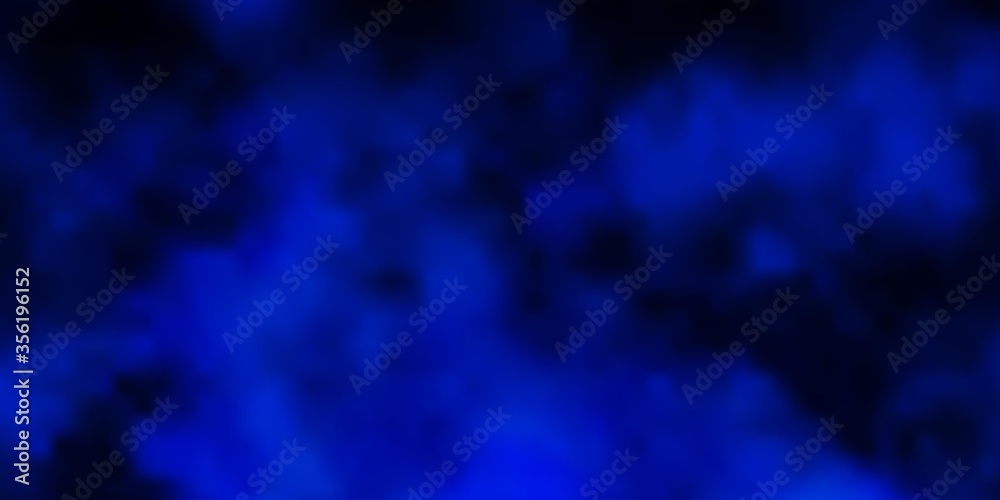 Dark BLUE vector template with sky, clouds. Gradient illustration with colorful sky, clouds. Pattern for your booklets, leaflets.