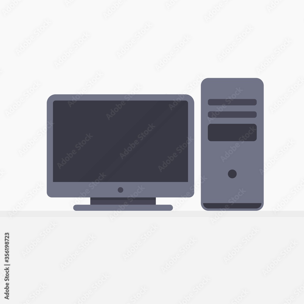 Desktop computer, case. Vector illustration Desktop computer, case. Vector illustration