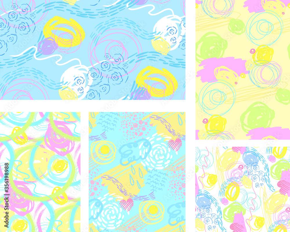 a set of five patterns for modern surface design is suitable for children is clothing and packaging as well as office supplies a set of five patterns for modern surface design is suitable for children is clothing and packaging as well as office supplies