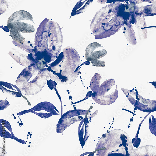 Watercolor Floral Seamless Pattern.