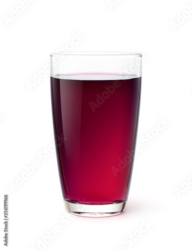 Glass of grape juice isolated on white background. Clipping path.