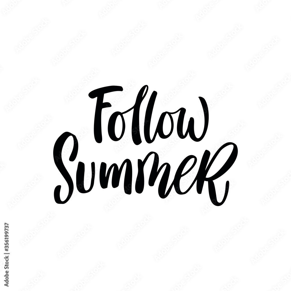 Fototapeta premium Follow summer. Hand lettering quote about summer. Vector illustration.